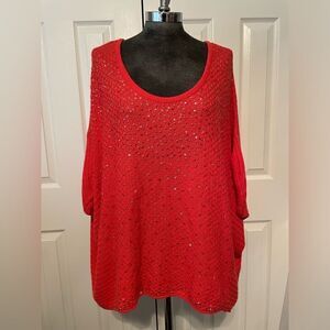 Free People Orange Red Boxy Sweater Size Medium
